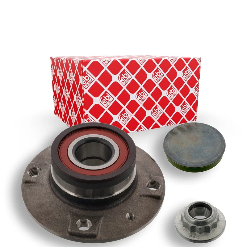 febi bilstein 40660 Wheel Bearing Kit with wheel hub, axle nut and dust cap, pack of one