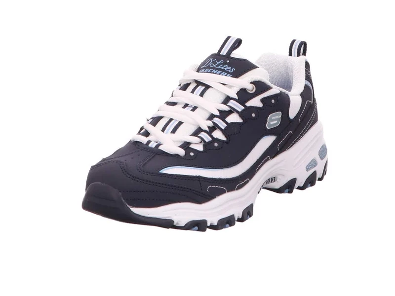 Skechers Women's D'lites-biggest Fan Trainers, Navy Trubuck/ White Mesh/ Carolina Blue Trim, 7 UK