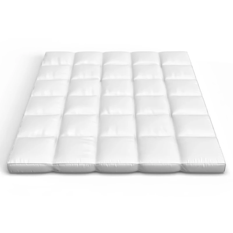 Lavish Home Full Size Mattress Topper - 2-Inch Duck Feather Gusset Mattress Pad for Beds - 233-Thread Count Cotton Mattress Cover 54 x 75 x 2 inches Whiite Set of 1 - Image 1