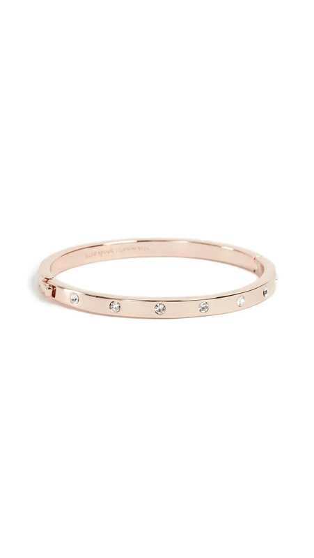 Kate Spade New York Set in Stone Metal Stone hinged Bangle, Clear/Rose Gold