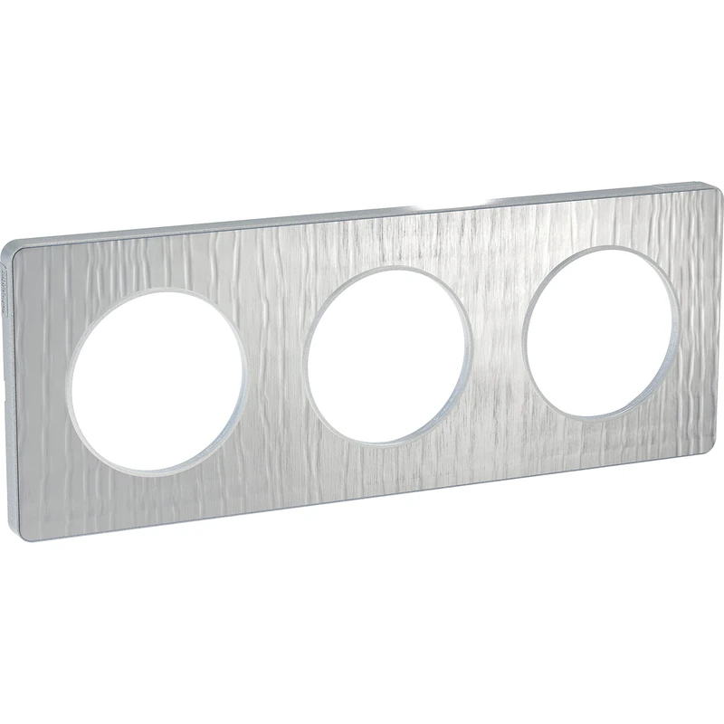 Odace Touch Crocodile Brushed Aluminium Plate with 3 Holes Distance 71 mm