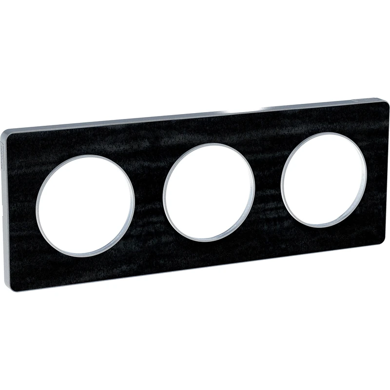 Odace Touch AstrakAn Oak Plate with Aluminium Border 3 Holes Distance 71 mm