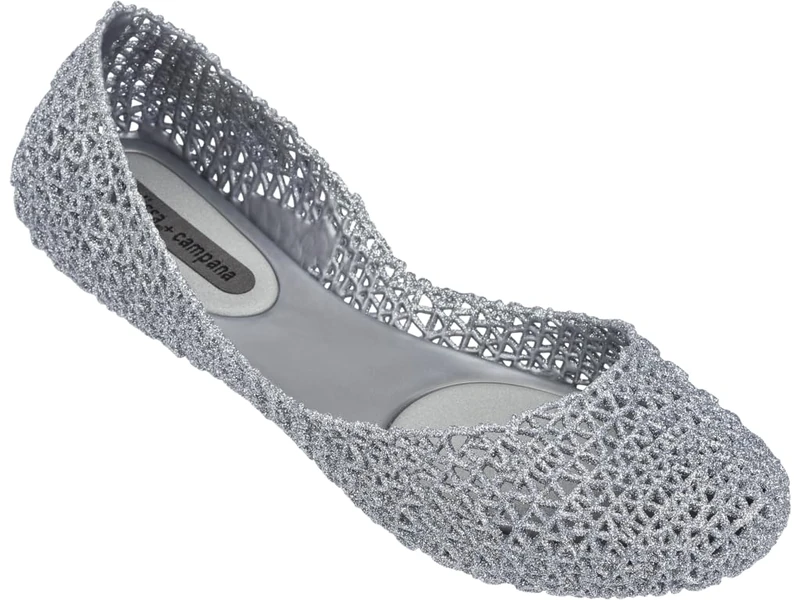 Melissa Campana Papel 20, Women’s Closed Toe Ballet Flats, Silver (Silver Glitter 50711), 8 UK (41/42 EU)