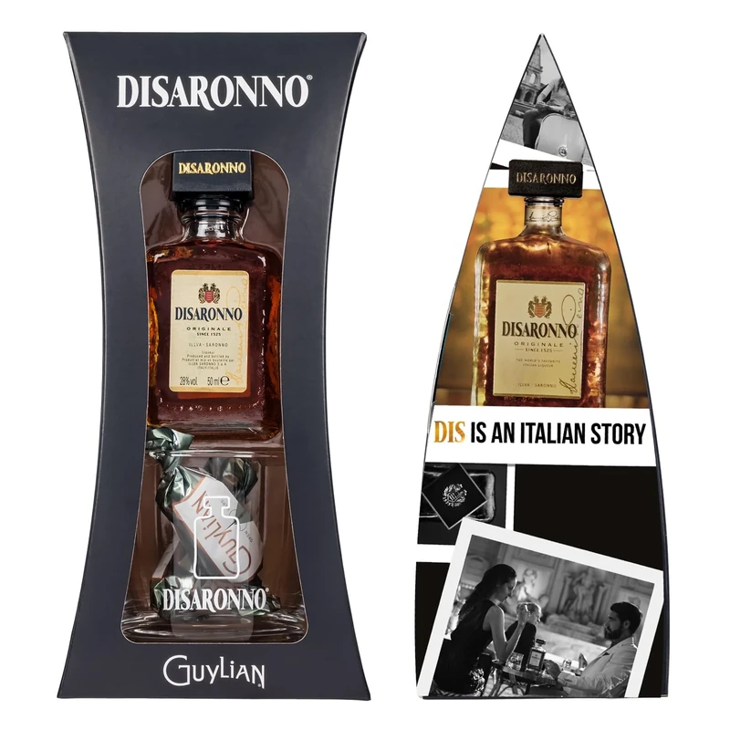 Disaronno 5cl Gift Set, including Branded Glass and Guylian Chocolate. Gift Set by Blue Tree Gifts