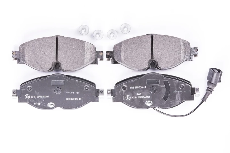 HELLA 8DB 355 020-191 Brake pad set - incl. wear warning contact - T2239 - for e.g. AUDI / SEAT / SKODA / VOLKSWAGEN