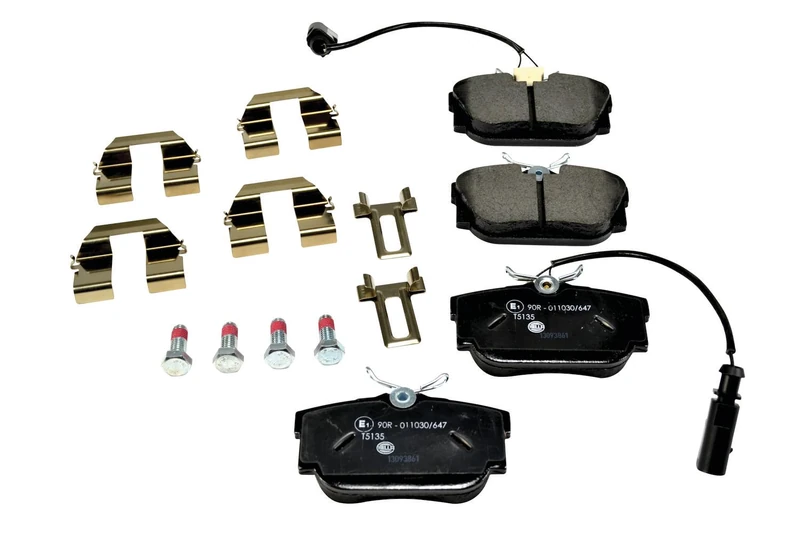 HELLA 8DB 355 018-571 Brake pad set - with integrated wear warning contact - T5135 - for e.g. FORD / SEAT / VOLKSWAGEN