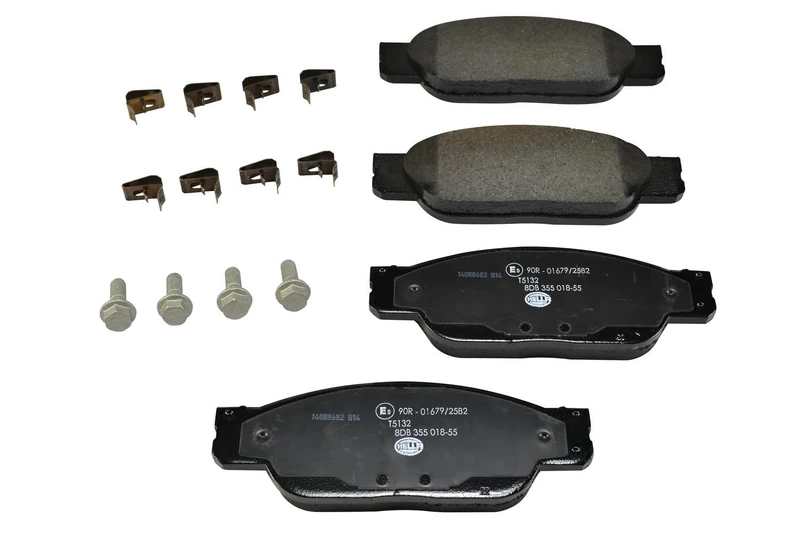 HELLA 8DB 355 018-551 Brake pad set - not prepared for wear indicator - T5132 - for e.g. FORD / JAGUAR / LINCOLN