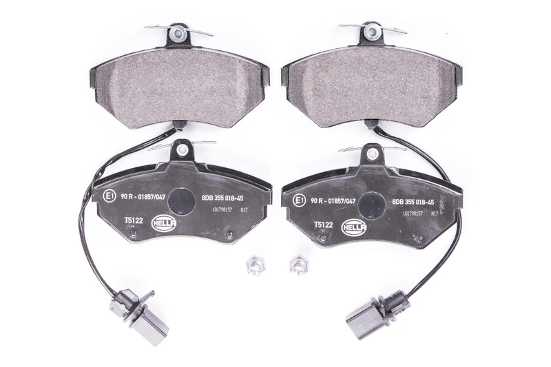 HELLA 8DB 355 018-451 Brake pad set - with integrated wear warning contact - T5122 - for e.g. AUDI / VOLKSWAGEN - Image 1