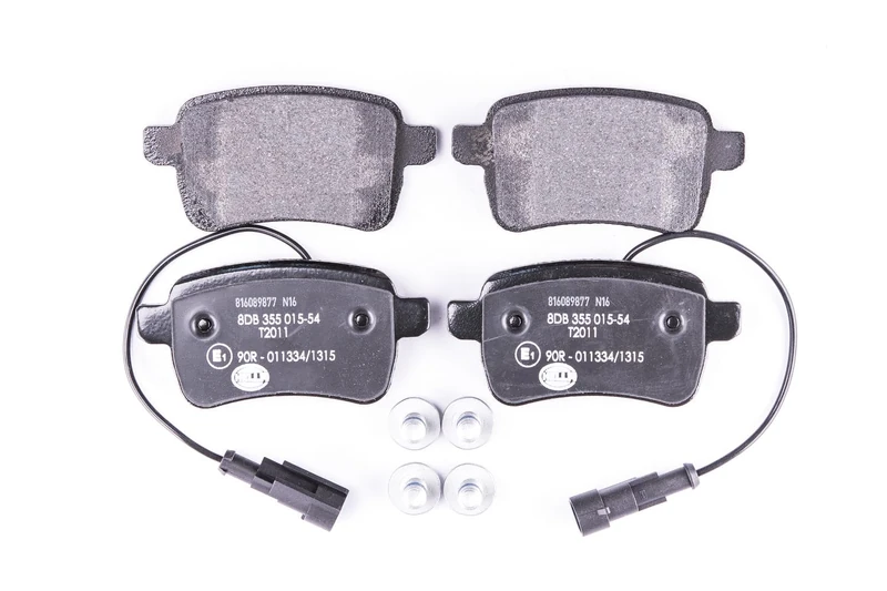 HELLA 8DB 355 015-541 Brake pad set - with integrated wear warning contact - T2011 - for e.g. ALFA ROMEO / DODGE