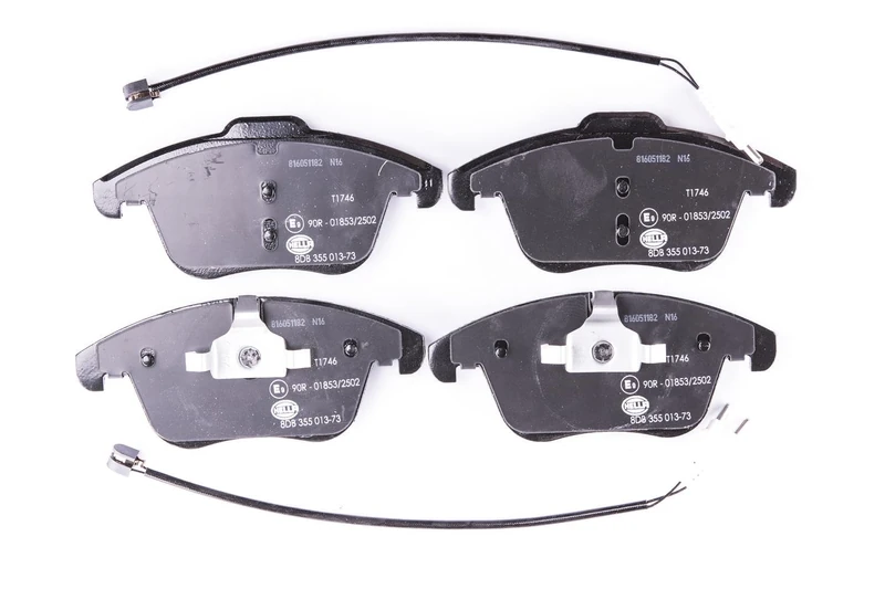 HELLA 8DB 355 013-731 Brake pad set - incl. wear warning contact - T1746 - for e.g. CITROEN / PEUGEOT