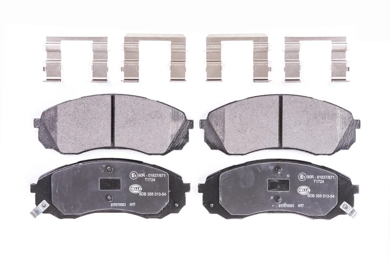 HELLA 8DB 355 013-541 Brake pad set - with acoustic wear warning - T1724 - for e.g. DODGE / HYUNDAI / KIA