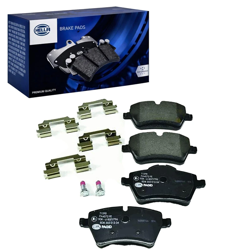 HELLA 8DB 355 012-341 Brake pad set - prepared for wear indicator - T1598 - for e.g. MINI - Image 1