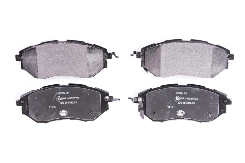 HELLA 8DB 355 012-031 Brake pad set - with acoustic wear warning - T1518 - for e.g. SUBARU