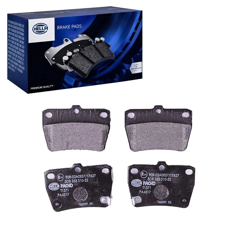 HELLA 8DB 355 010-521 Brake pad set - with acoustic wear warning - T1371 - for e.g. CHERY / TOYOTA