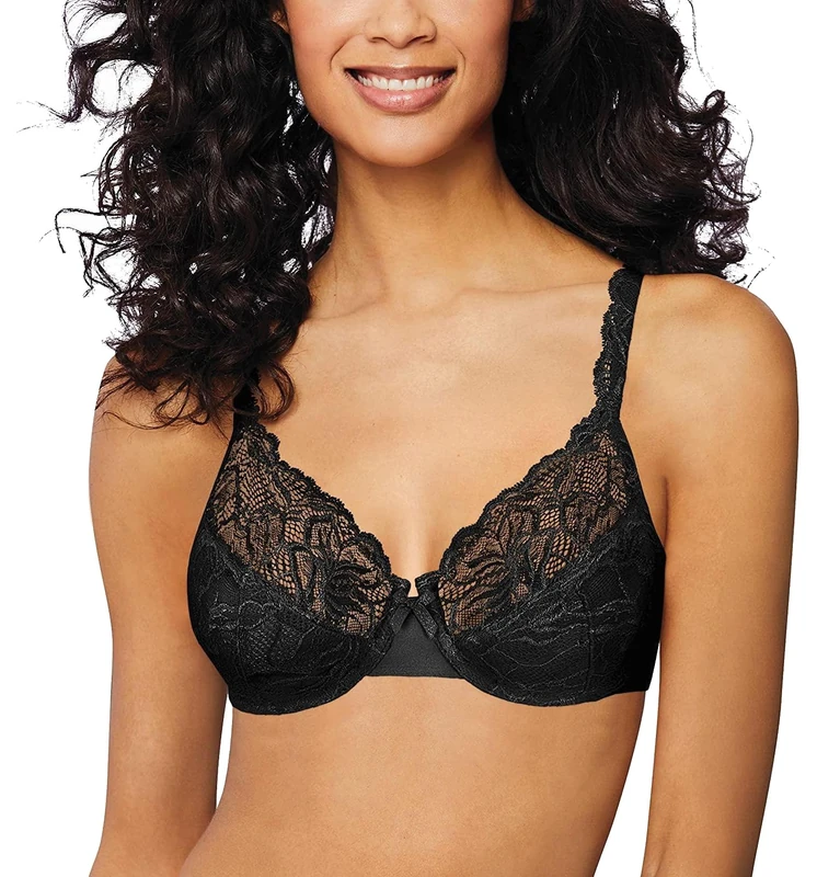 Bali Women's Lace Desire Non-Foam Underwire Bra Df6543, Opaque, Black, 38C - Image 1