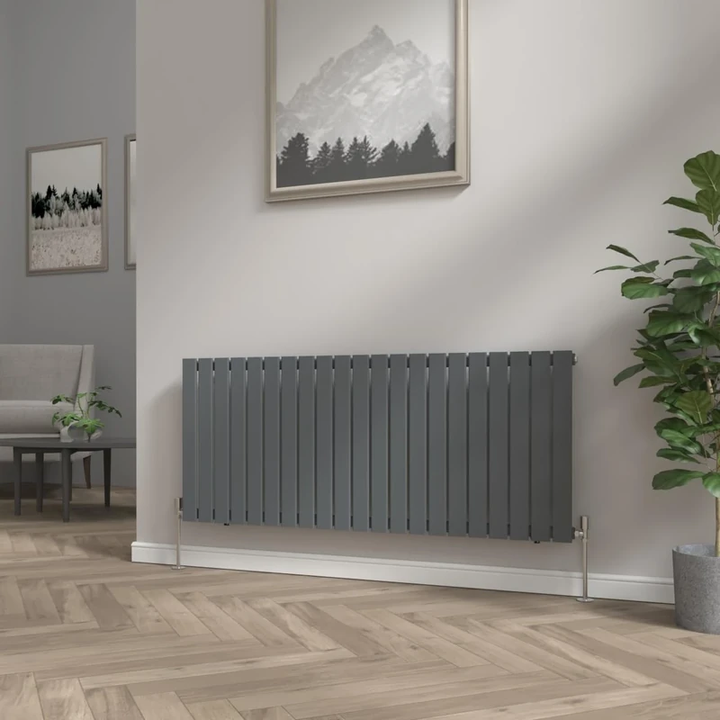 NRG 600x1428 mm Anthracite Column Designer Radiator Horizontal Single Flat Panel
