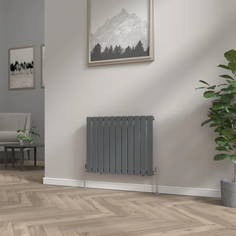 NRG 600x748 mm Anthracite Column Designer Radiator Horizontal Single Flat Panel