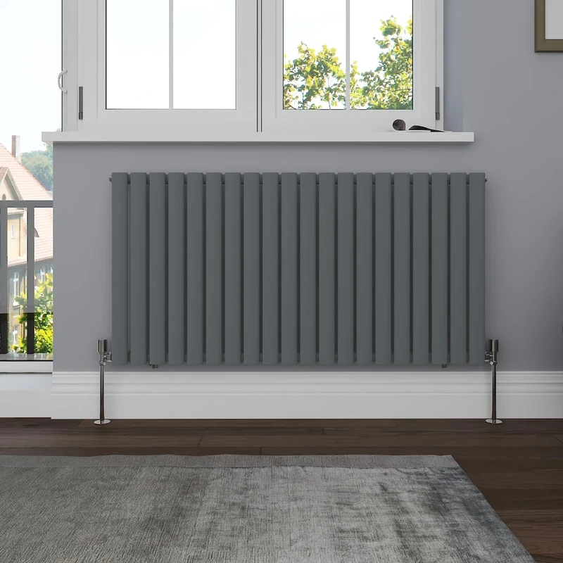 NRG Horizontal 600x1180 Oval Column Designer Radiator Central Heating Single Panel Anthracite