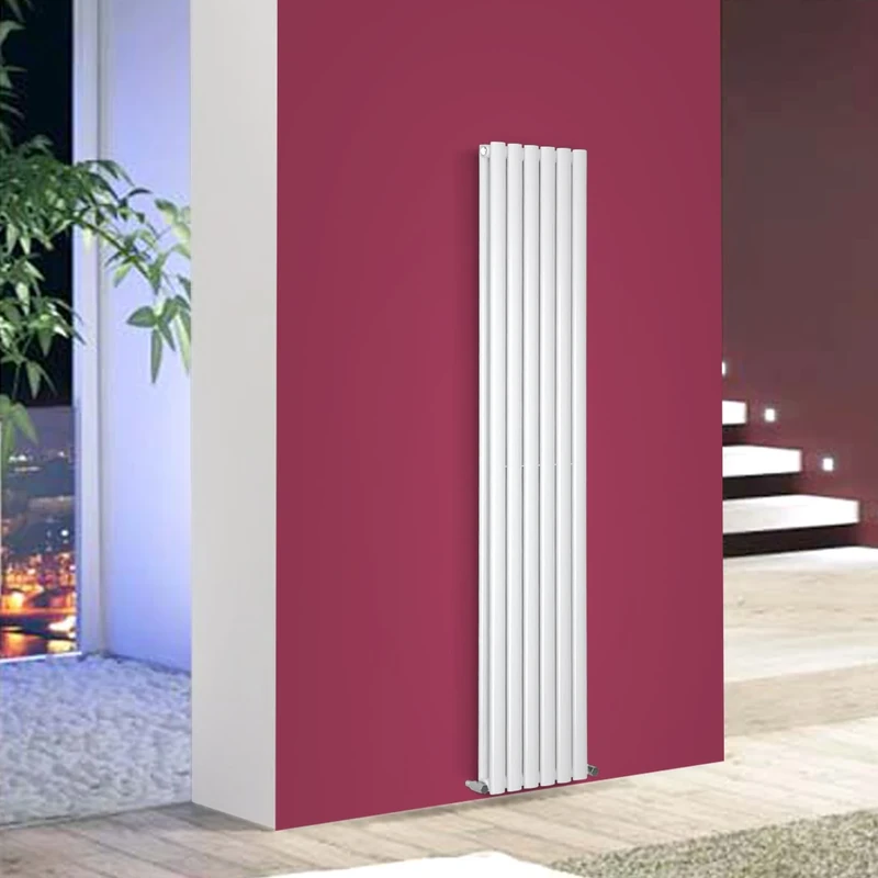 NRG Vertical Designer 1600x354 mm Oval Column Radiator Bathroom Central Heating Rad White Double Panel