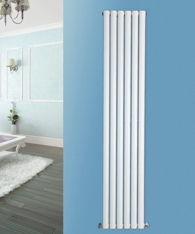 NRG Vertical 1800x354 Tall Upright Oval Radiator Bathroom Central Heating Rad Double Panel Gloss White