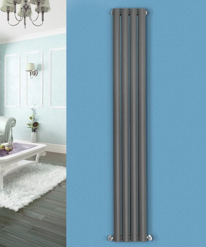 NRG Vertical 1800x236 Oval Radiator Bathroom Central Heating Double Anthracite