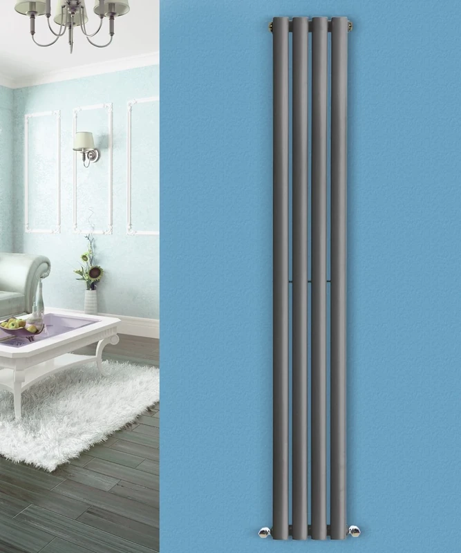NRG Vertical 1800x236 Oval Radiator Bathroom Central Heating Single Anthracite