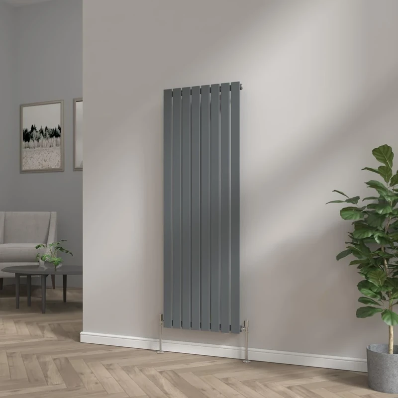 NRG Modern Vertical Upright Column Radiator Bathroom Central Heating Anthracite Flat Panel 1600x544mm - Single