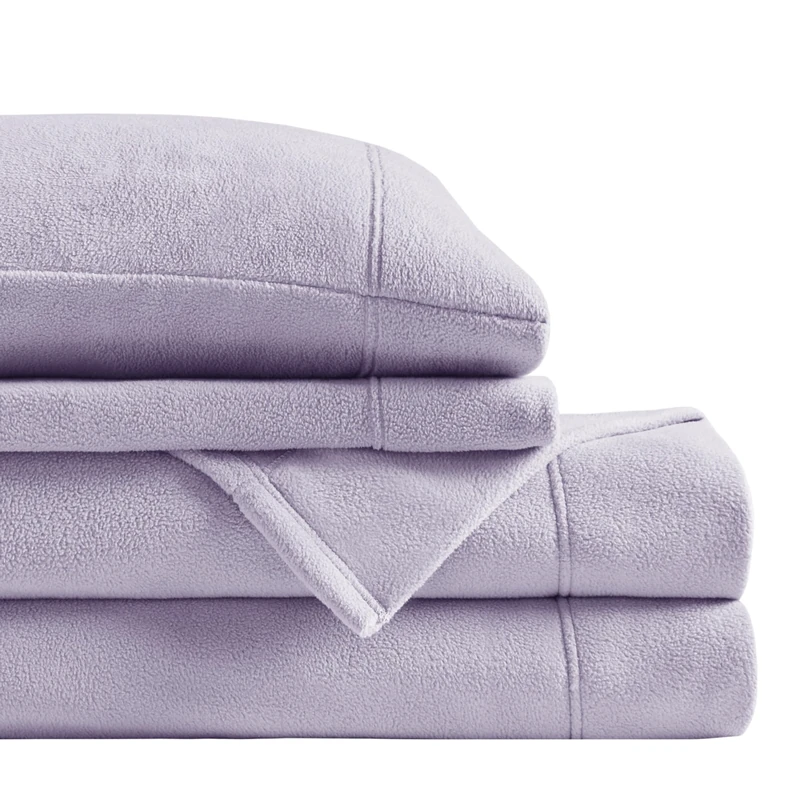 Sleep Philosophy True North Micro Fleece Bed Sheet Set, Warm, Sheets with 14" Deep Pocket, for Cold Season Cozy Sheet-Set, Matching Pillow Case, Twin, Lavender, 3 Piece