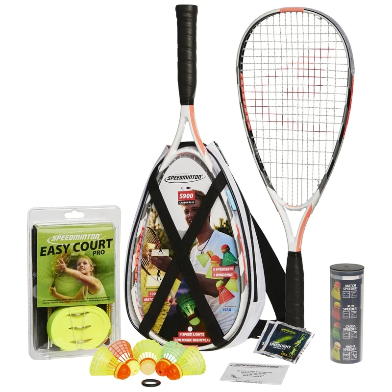 Speedminton S900 Set Speedminton S900 Set - Original Speed Badminton/ Crossminton Professional Set With 2 Carbon Rackets Incl. 5 Speeder, Playing Field, Bag - black, one size fit all