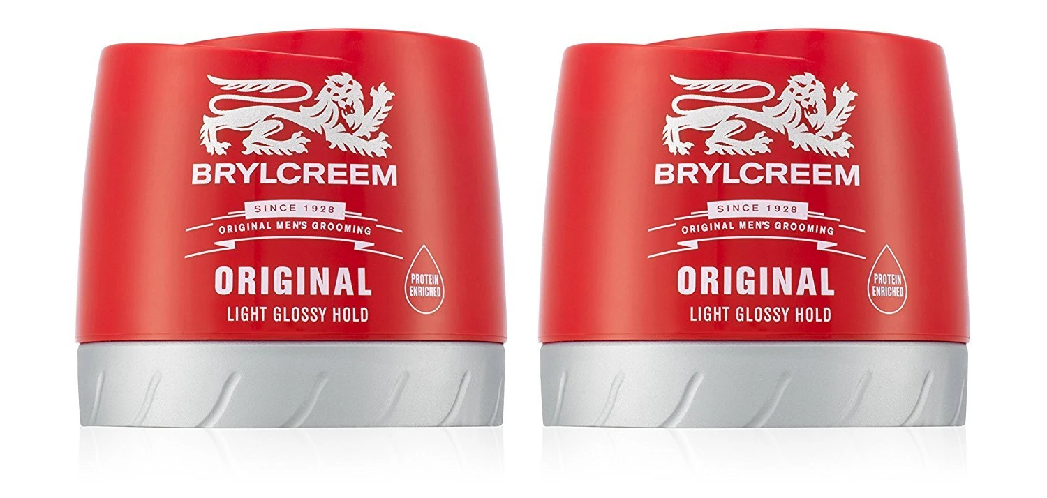 2x Brylcreem ORIGINAL LIGHT GLOSSY HOLD Mens Hair Styling Cream RED TUB 150ml