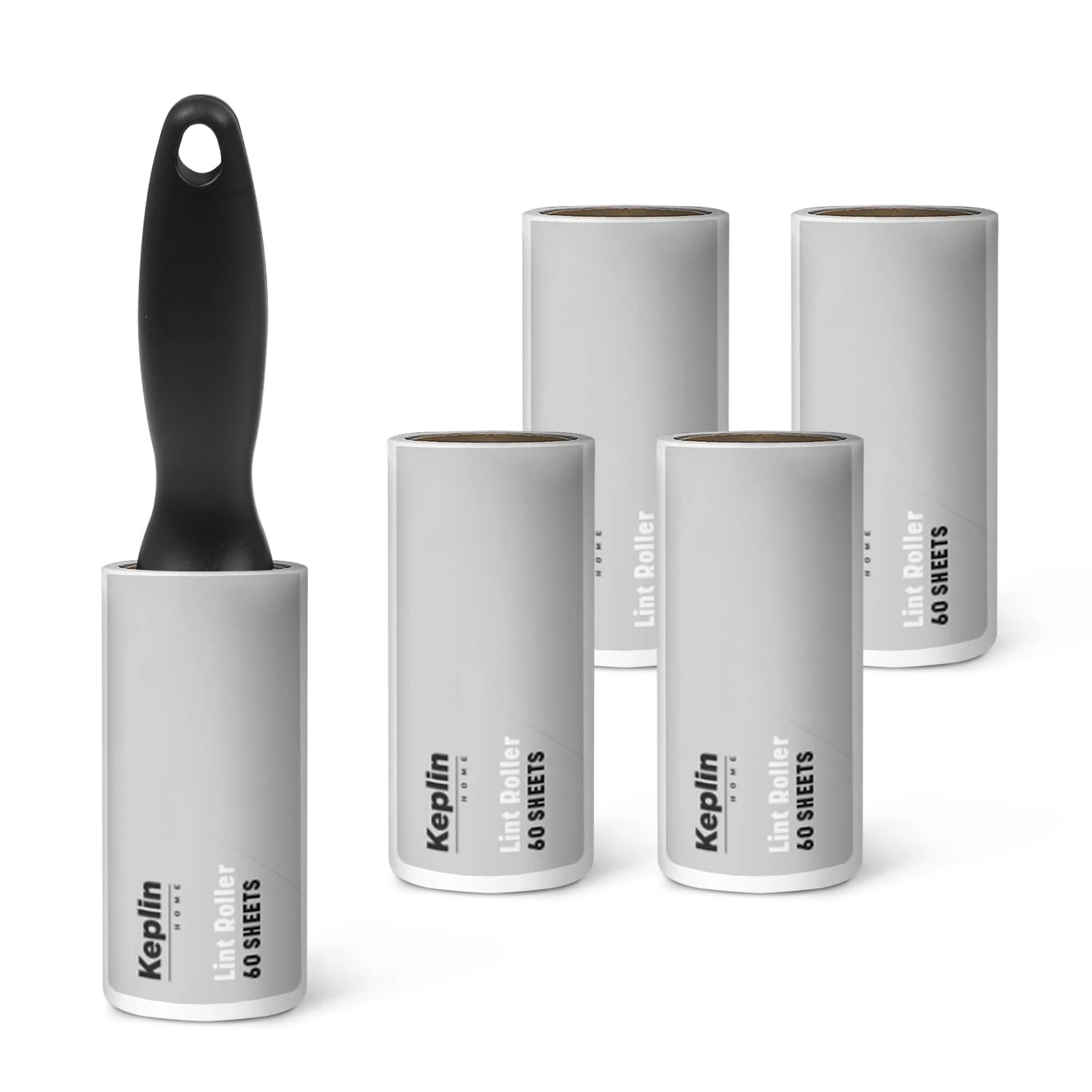 KEPLIN Lint Roller, 5 Sticky Replacement Heads with 1 Handle, Total 300 Easy Peel Sheets, Quickly Removes Animal Fur, Cat & Dog Hair, Dust & Fluff from Clothes, Furniture, Carpet (5 Pack / 300 Sheets)