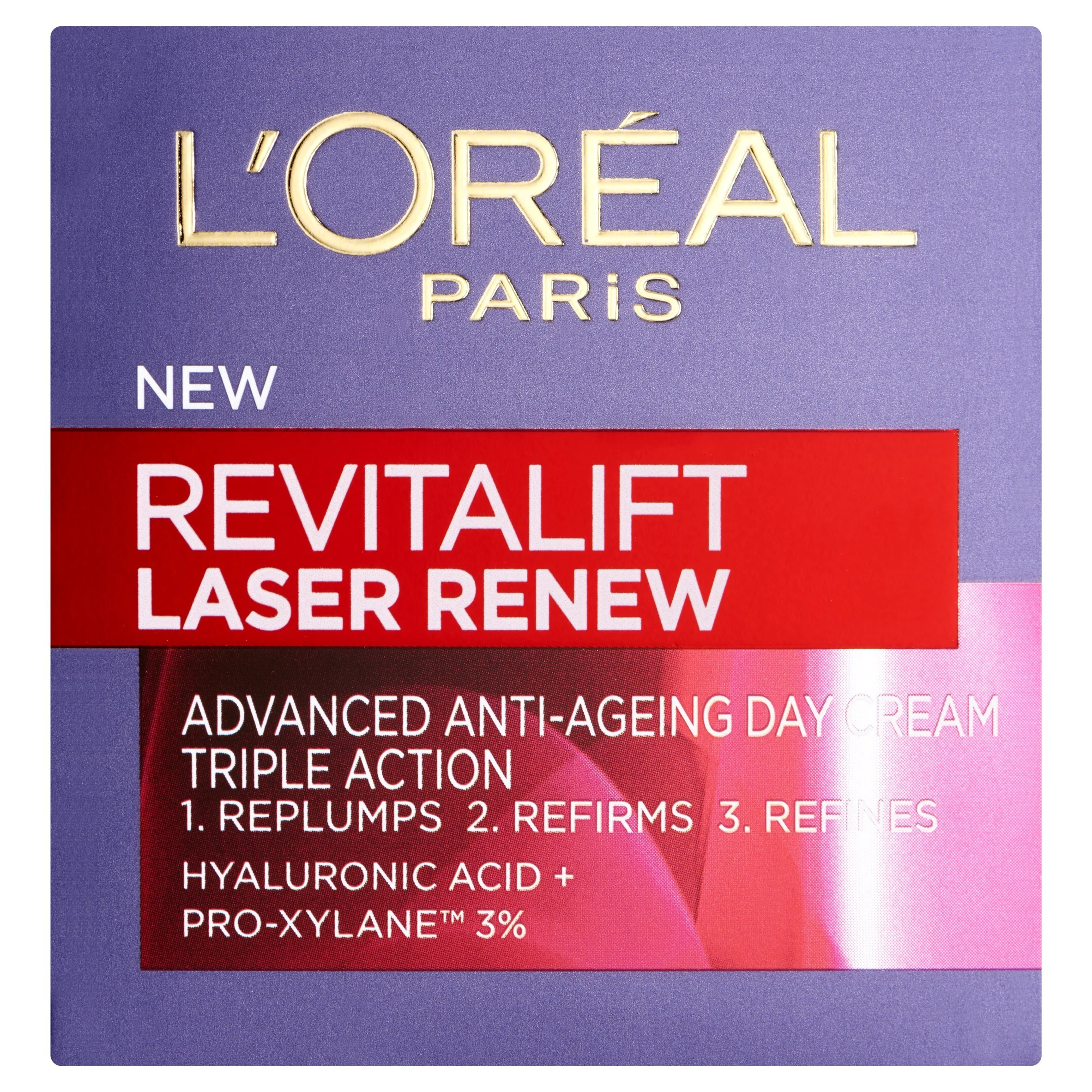 L'Oreal Paris Revitalift Laser Face Moisturiser, X3 Triple Action Anti-Ageing Day Cream With Pro Retinol, Hyaluronic Acid and Vitamin Cg - 50ml