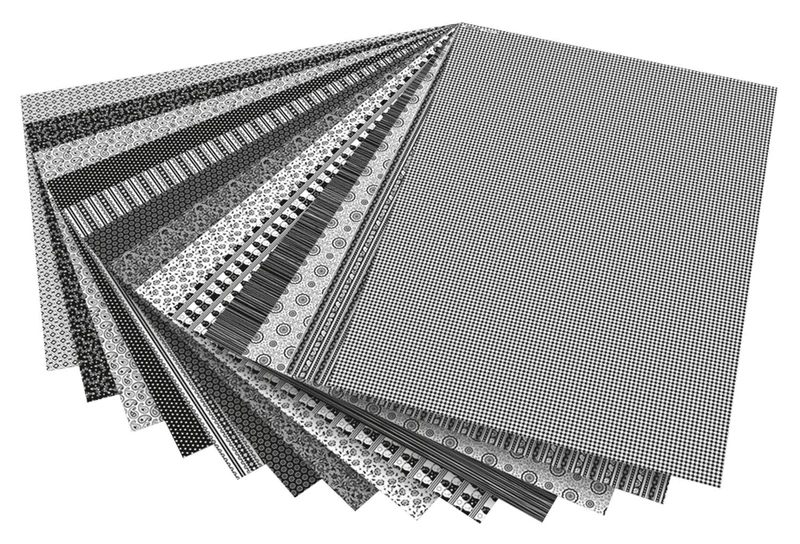 folia 46709 – Motif Card Black – White Assorted 50 x 70 cm 270 g/m² 13 Sheets – Base for Various Crafts and Ideas