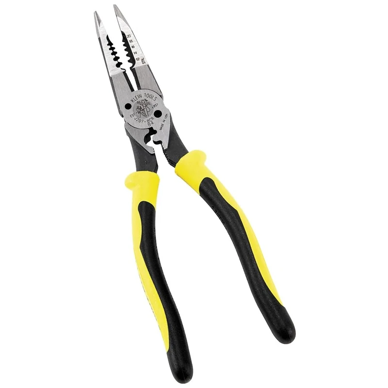 Needle Nose Pliers with Crimper, All Purpose Plier Crimps, Strips, Cuts, loops, and Shears KLEIN TOOLS J207-8CR