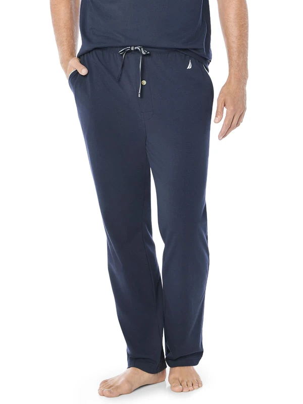 Nautica Men's Soft Knit Sleep Lounge Pant Pajama Bottom, Navy, XX-Large