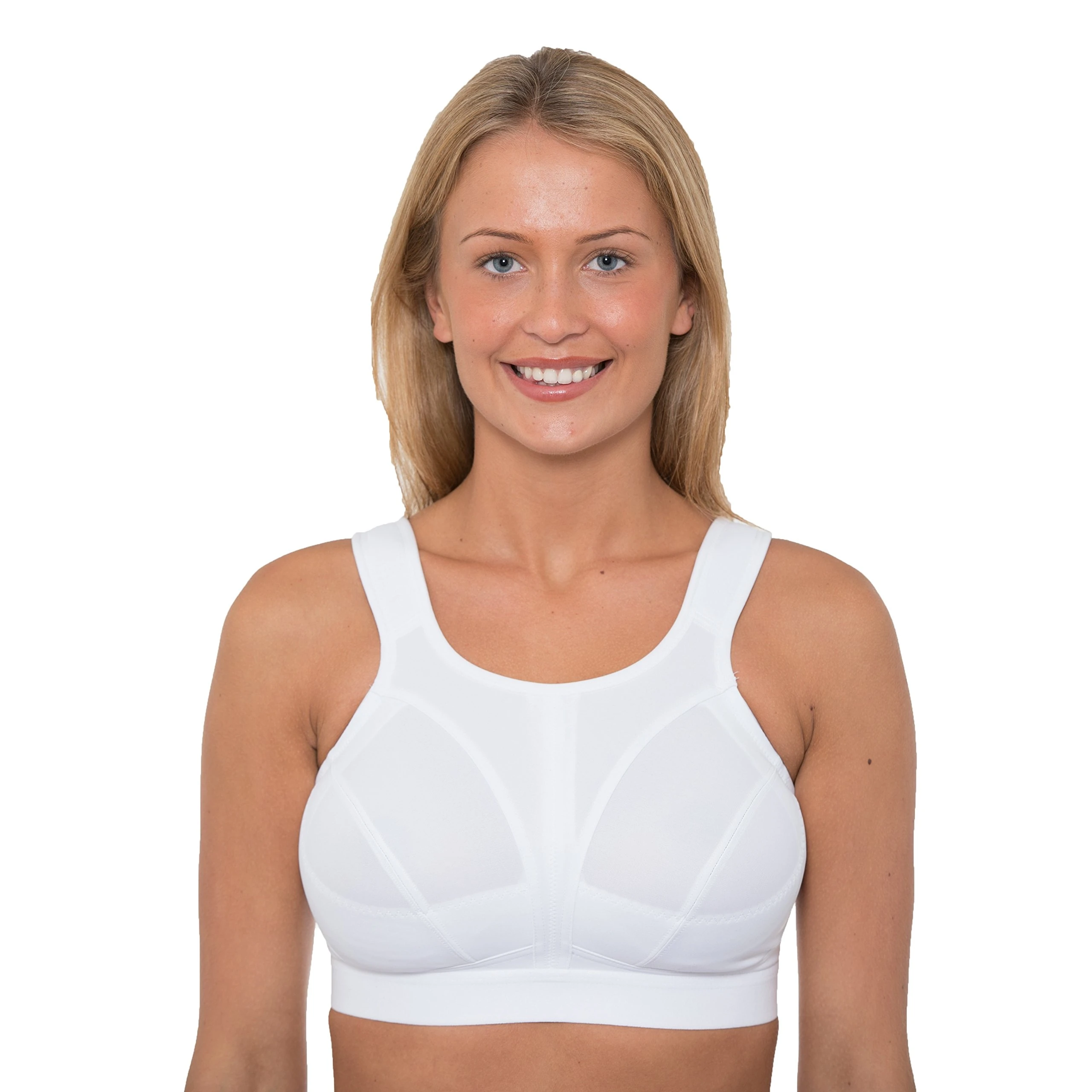 Gemm Ladies White Sports Bra High Impact Non Wired Plus Size Large Bosom with Extender (36G)