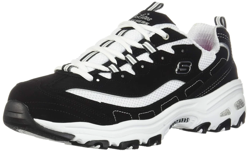 Skechers Women's D'lites biggest Fan Fashion Sneaker, Black White, 3.5 UK Wide