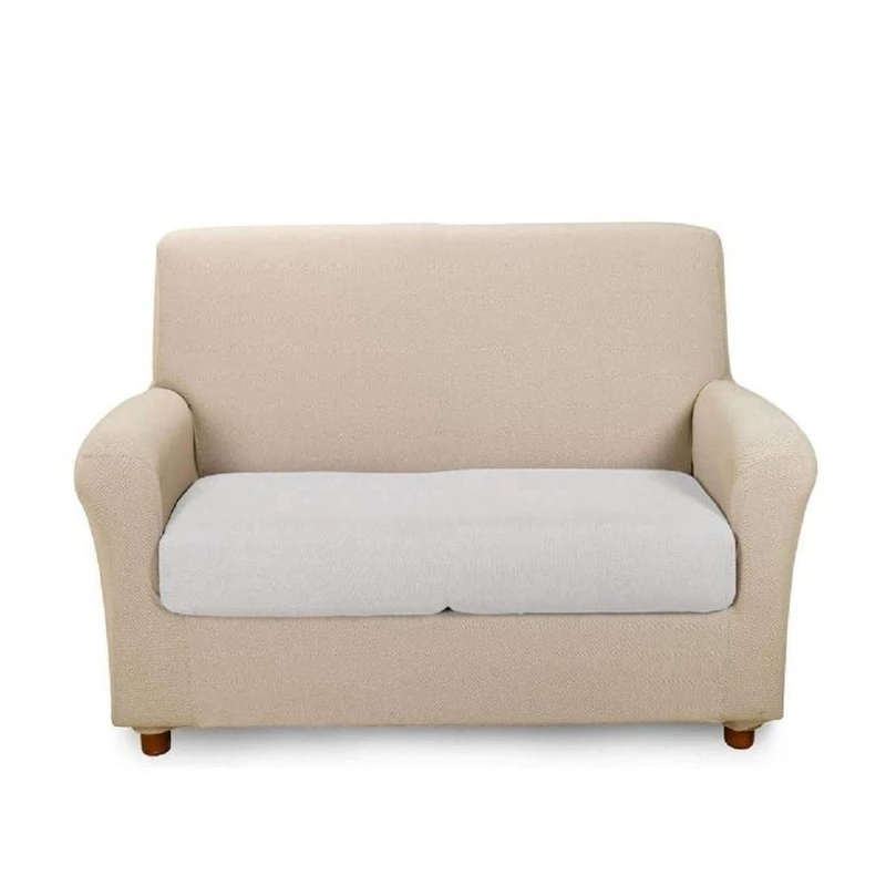 Caleffi - Stretch sofa cover Melange 86% Cotton, 11% Polyester, 3% Elastane Solid Color 2 Seater Natural