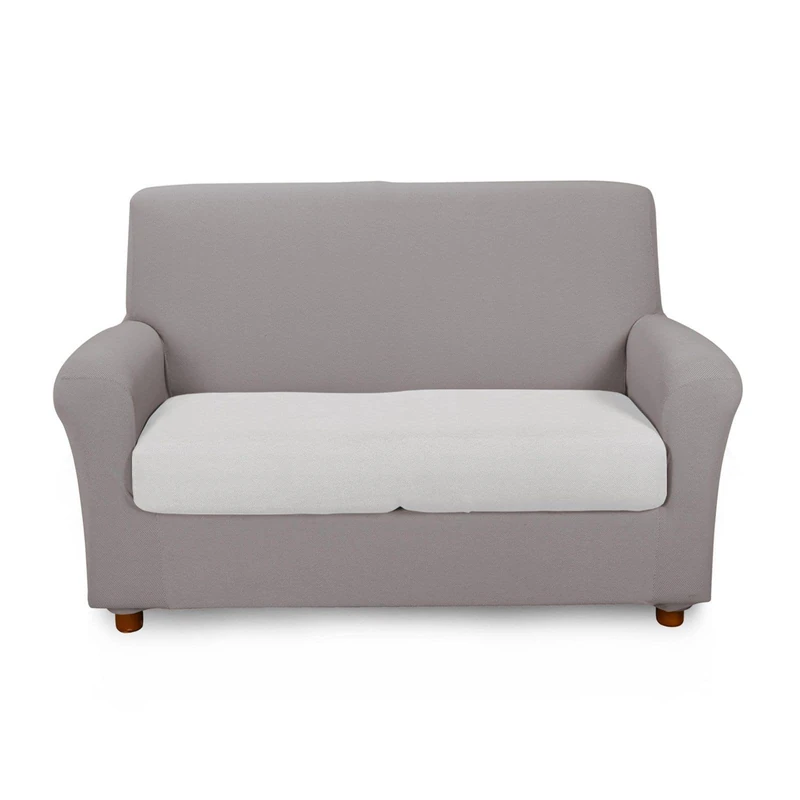 Caleffi - Stretch sofa cover Melange 86% Cotton, 11% Polyester, 3% Elastane Solid Color 2 Seater Grey - Image 1