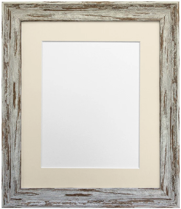 FRAMES BY POST Distressed Industrial Dark Brown Wash Photo Frame with Blue Grey Mount 60x80cm Pic Size 50cmx70cm (Plastic Glass)
