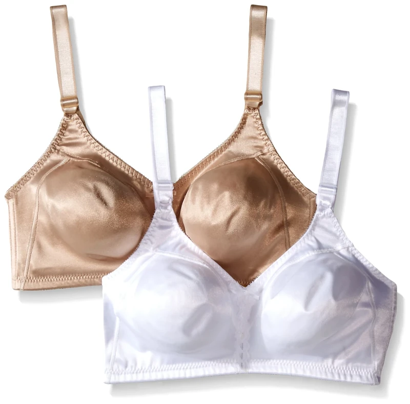 Maidenform Women's Double Support Wire-Free Bra Non, White/Nude, 2 Pack, 38D Pack of 2