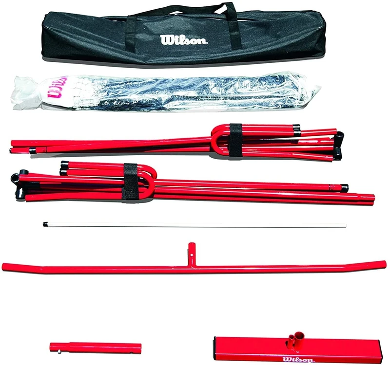 Wilson Portable Pickleball Net System, 6.7 m x 90 cm, Curved Legs, Incl. Carrying Bag, Steel, Black / Red
