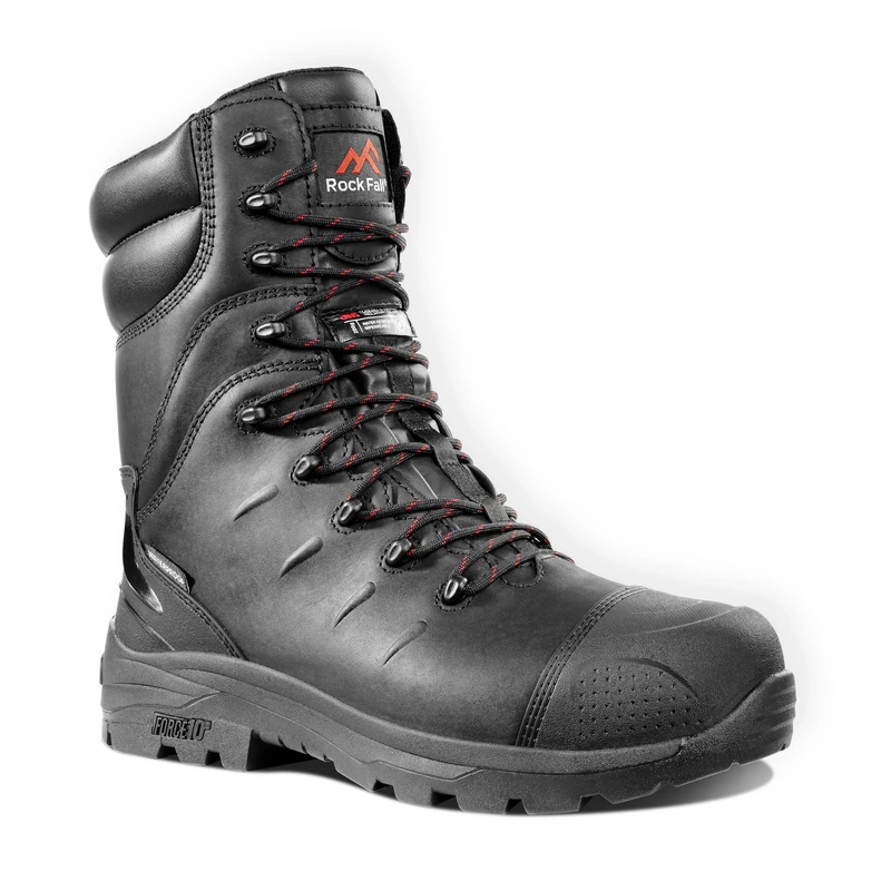 Rock Fall Monzonite High Leg Safety Steel Toe Cap Boot Unisex, Water Proof Safety Boots, SRC Slip Rated Work, Internal Metatarsal with Side Zip UK 14