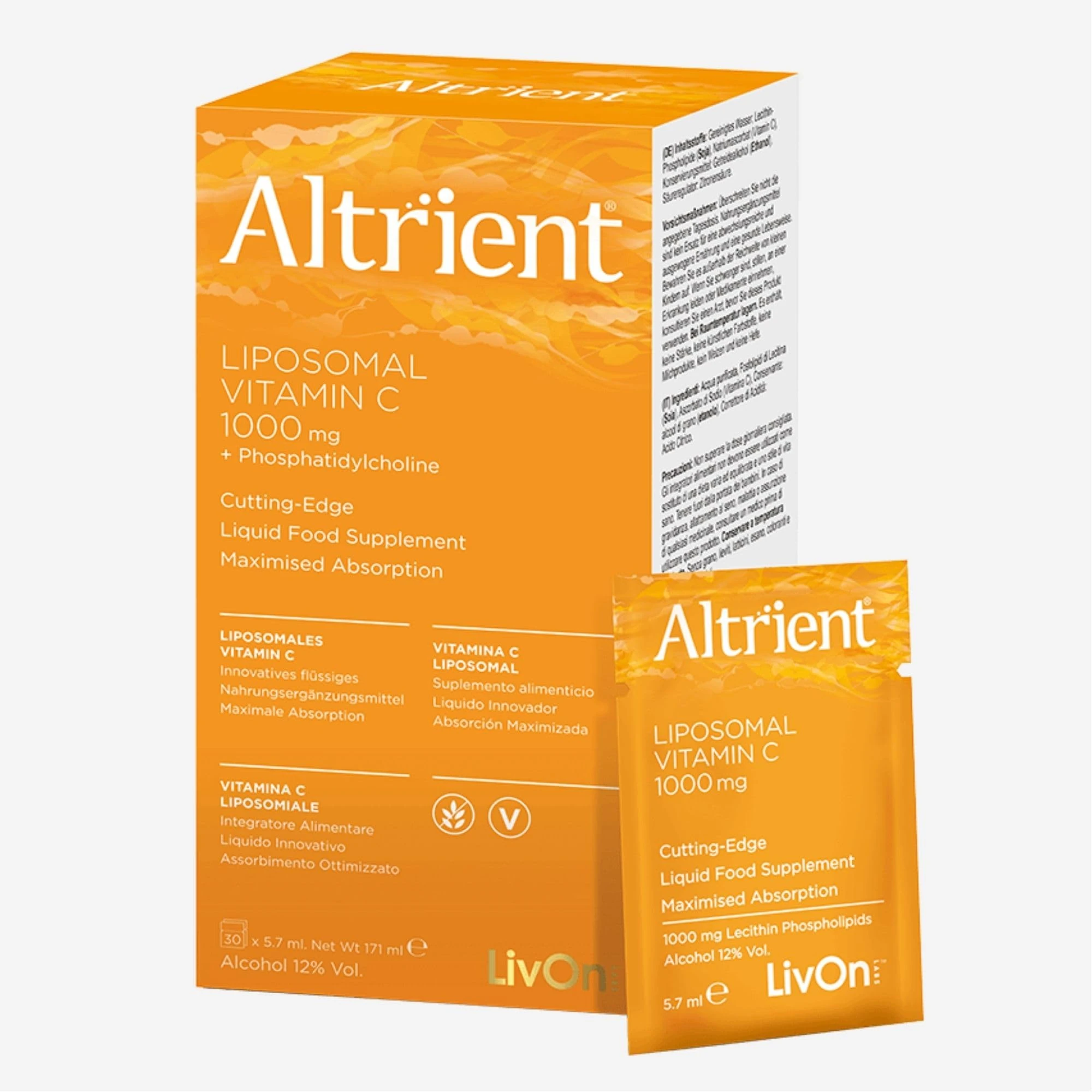 Altrient Liposomal Vitamin C | 1000 mg High Absorption Liquid Sachets | 30 Servings | Suitable for Vegans