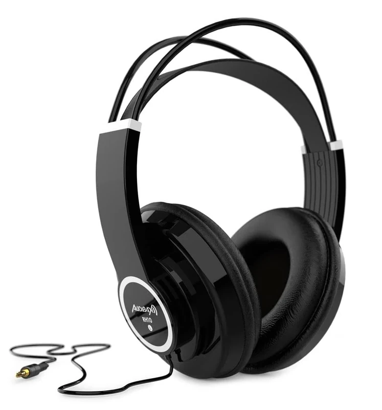 Audibax RH10 - DJ Headphones with 3 m Cable - Stereo Mixing Headphones and Studio Monitor - 50 mm Driving - 3.5 and 6.3 mm Jack - Semi-Open Design with Good Insulation