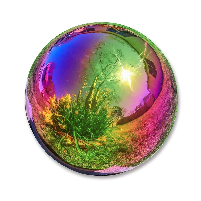 Trademark Innovations Stainless Steel Rainbow Gazing Mirror Ball, 10", Rainbow