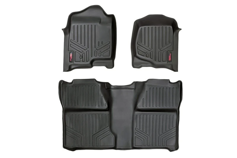 Rough Country - M-20713 - Heavy Duty Floor Mats - Front & Rear Combo (Crew Cab Models) for Chevrolet: 07-13 Avalanche 1500 4WD/2WD, 07-13 Silverado 1500 4WD/2WD, 07-14 Silverado 2500 HD 4WD/2WD, 07.