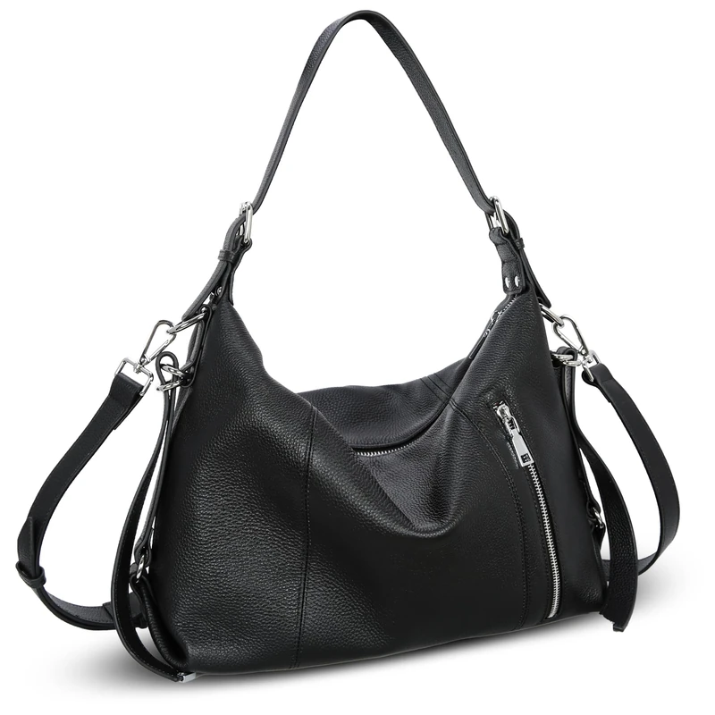 HESHE Vintage Womens Leather Handbags Tote Bag Top Handle Bag Satchel Designer Purses Cross-body Bag black Size: (L) 14.96*(H) 11.81*(W) 4.72in