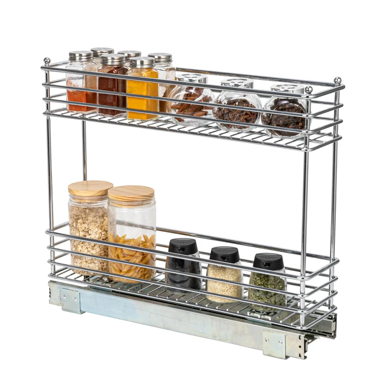 Household Essentials Chrome 2-Tier Sliding Cabinet Organizer, 5"