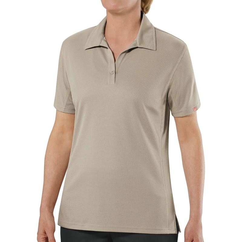Red Kap Women's Short Sleeve Performance Knit Flex Series Pro Polo Shirt, Tan, Medium - Image 1